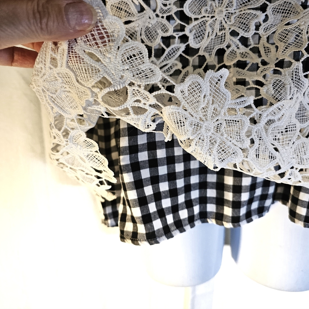 3/$20 Cato L Check Lace Top - Picture 3 of 7